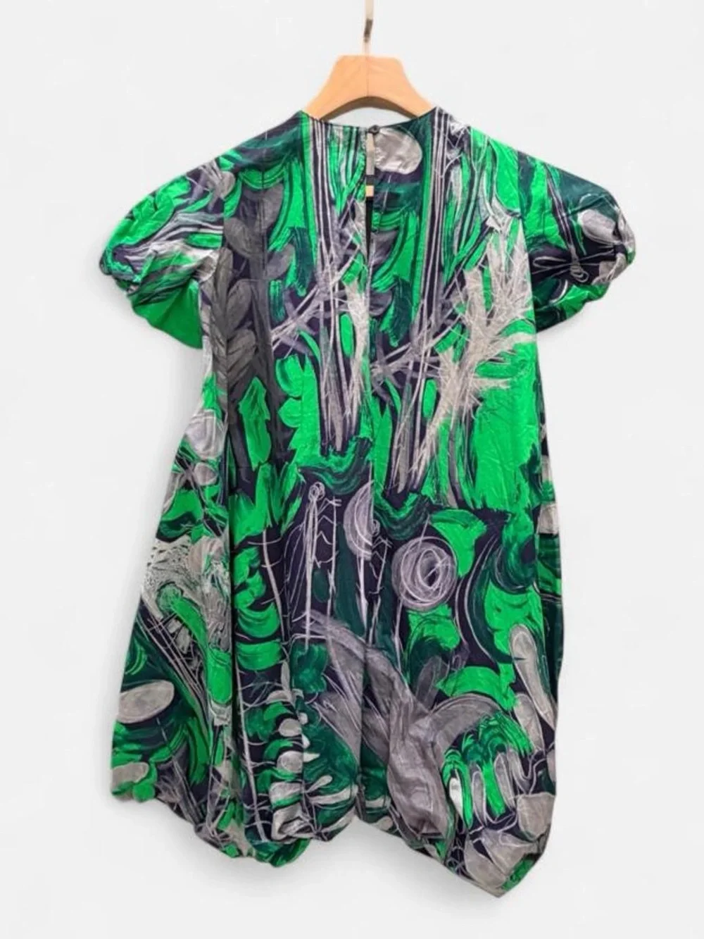 JNBY Girls' Green Floral Bubble Dress